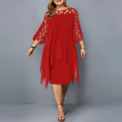 Krystyna – Elegancka sukienka plus size z kobiecymi detalami