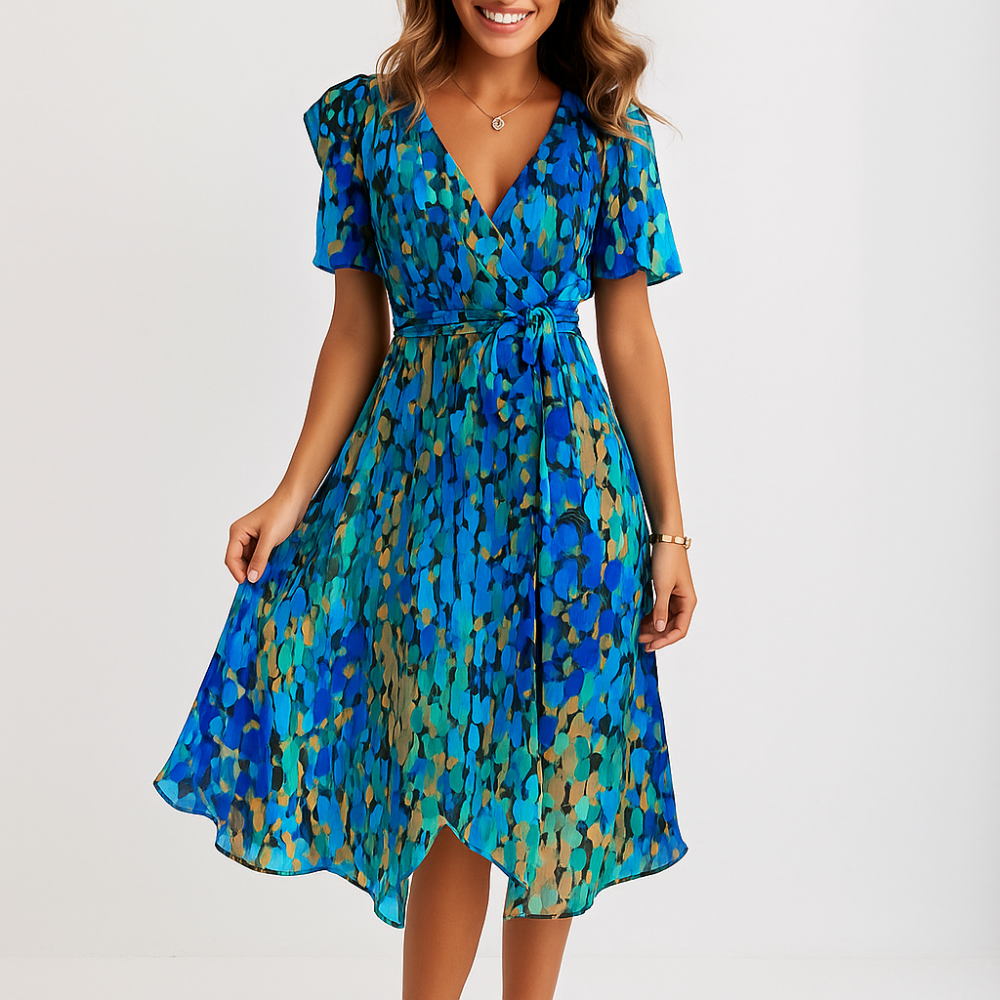 Magdalena – Płynna sukienka o świetlistej elegancji