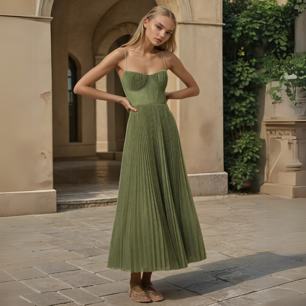 Marcelina – Letnia sukienka maxi z plisami