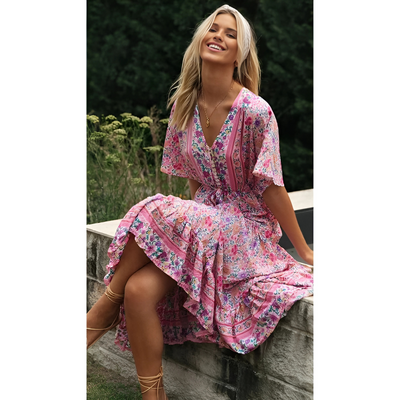 Wera – Letnia sukienka boho w kwiaty