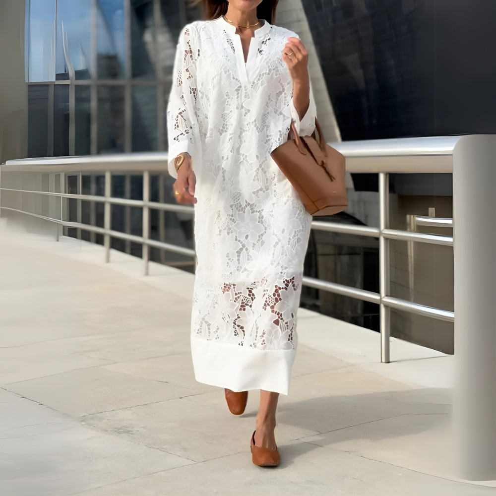 Celina – Elegancka koronkowa sukienka maxi