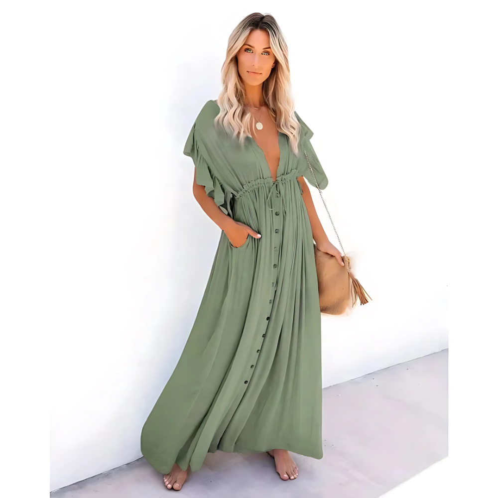 Daria – Zielona Letnia Sukienka Maxi