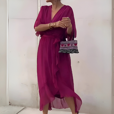 Mariola – Zwiewna midi sukienka kopertowa