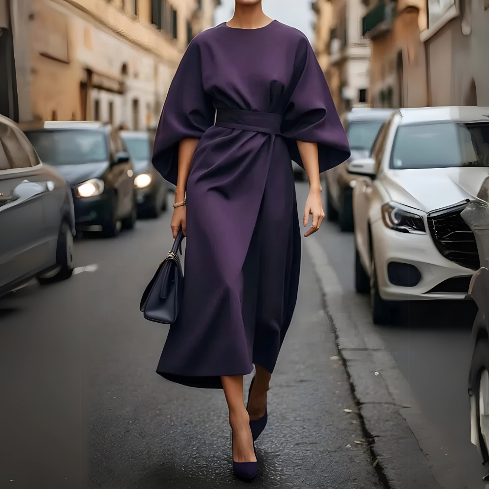 Bogna – Elegancka sukienka midi z efektownymi rękawami