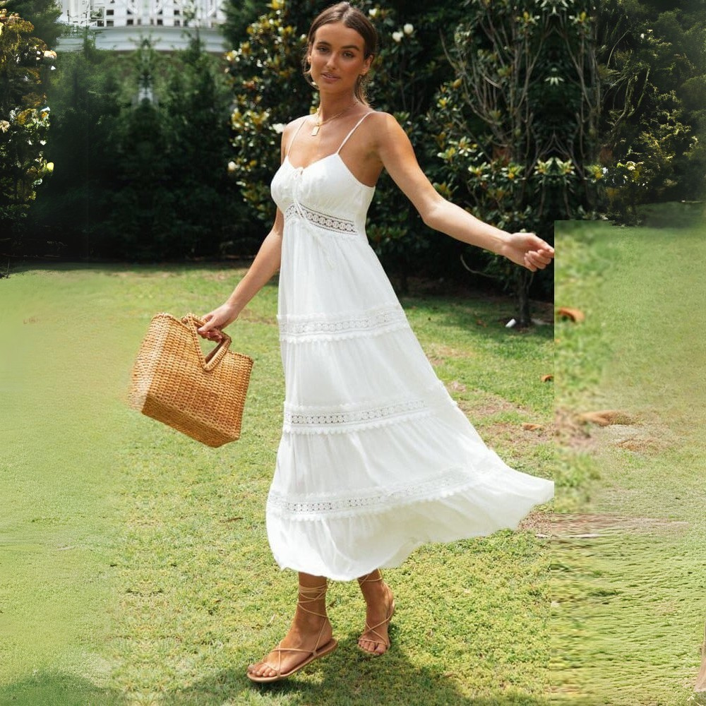 Helena – Biała letnia sukienka maxi