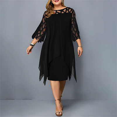 Krystyna – Elegancka sukienka plus size z kobiecymi detalami