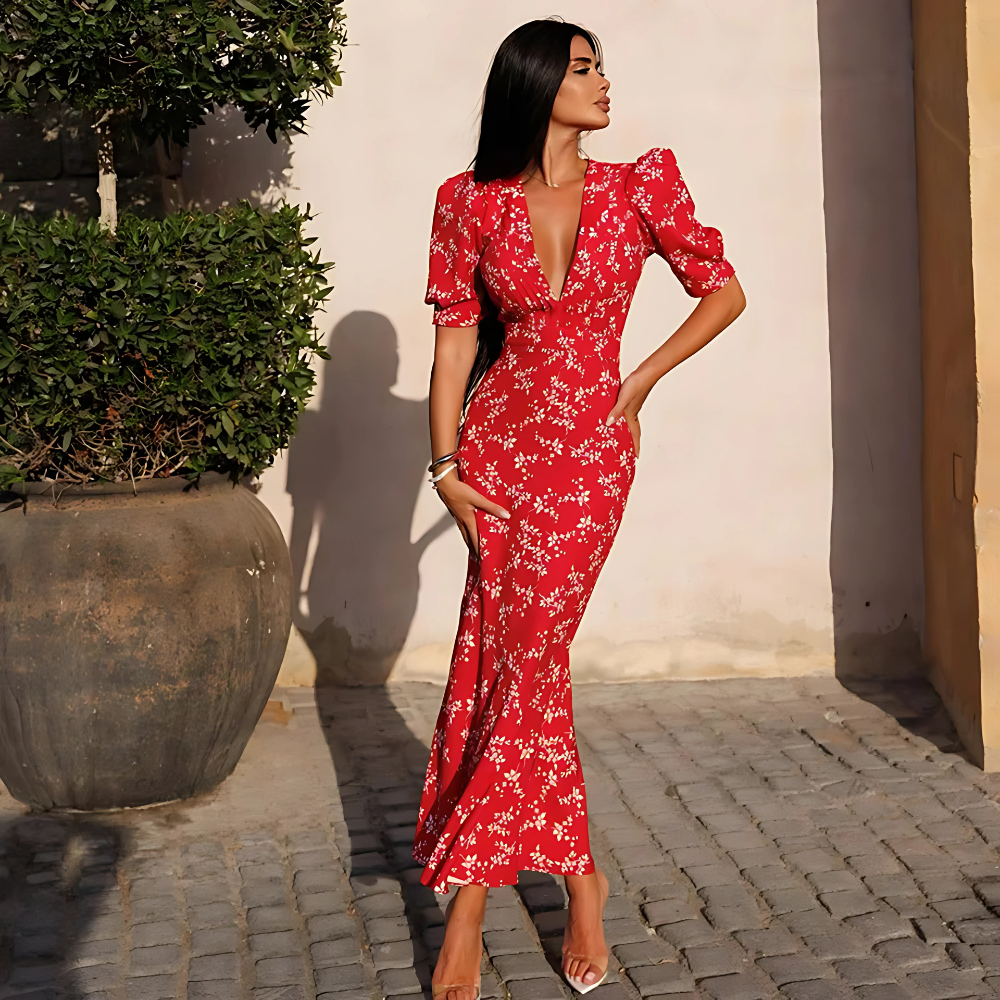 Marcela – Elegancka sukienka w kwiaty