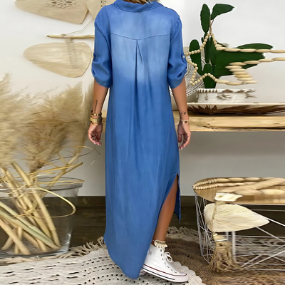 Dominika – Długa sukienka jeansowa