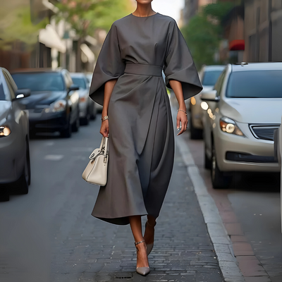 Bogna – Elegancka sukienka midi z efektownymi rękawami