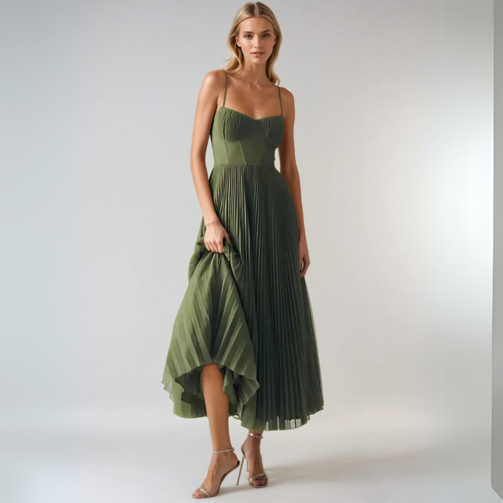 Marcelina – Letnia sukienka maxi z plisami