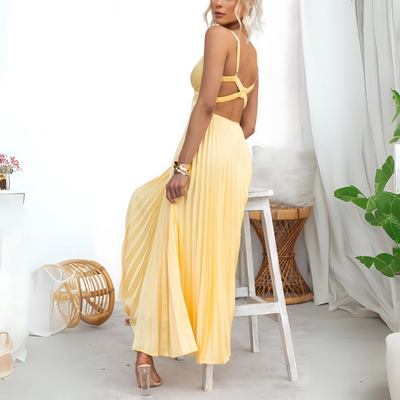 Amelia – Żółta plisowana sukienka