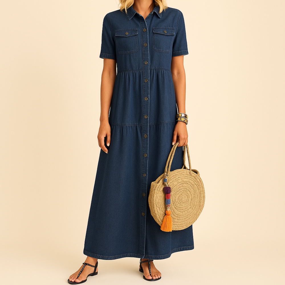 Danica – Dżinsowa sukienka koszulowa