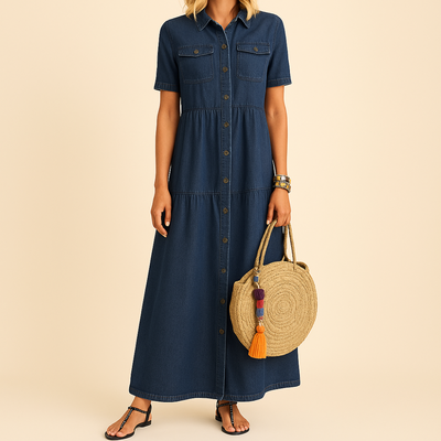 Danica – Dżinsowa sukienka koszulowa