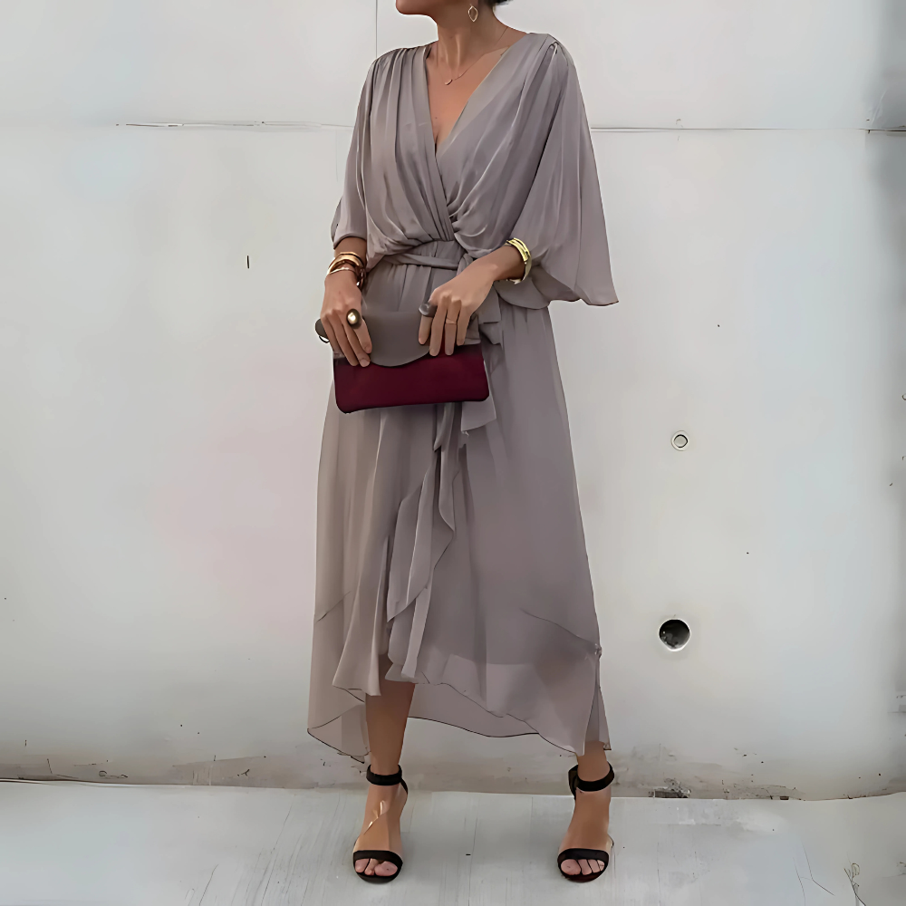 Mariola – Zwiewna midi sukienka kopertowa