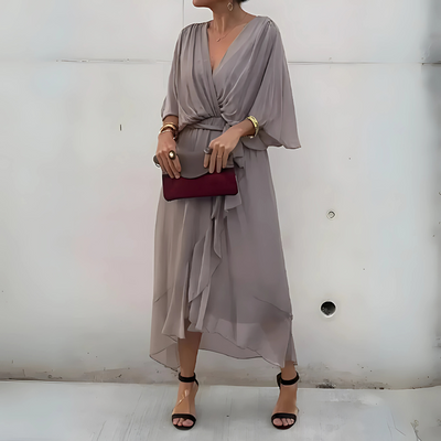 Mariola – Zwiewna midi sukienka kopertowa