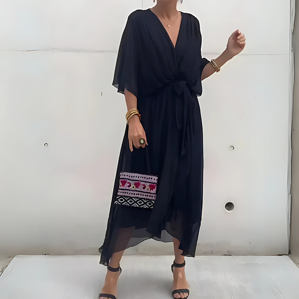 Mariola – Zwiewna midi sukienka kopertowa