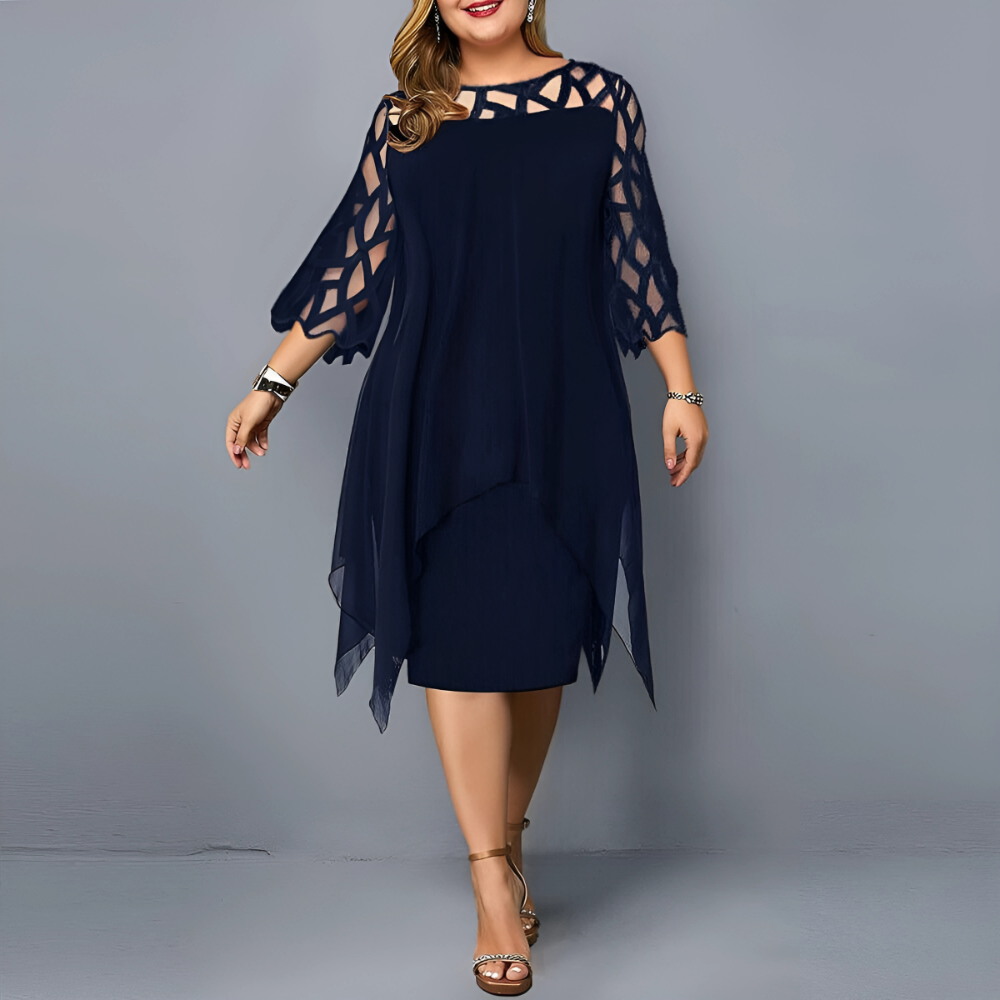 Krystyna – Elegancka sukienka plus size z kobiecymi detalami