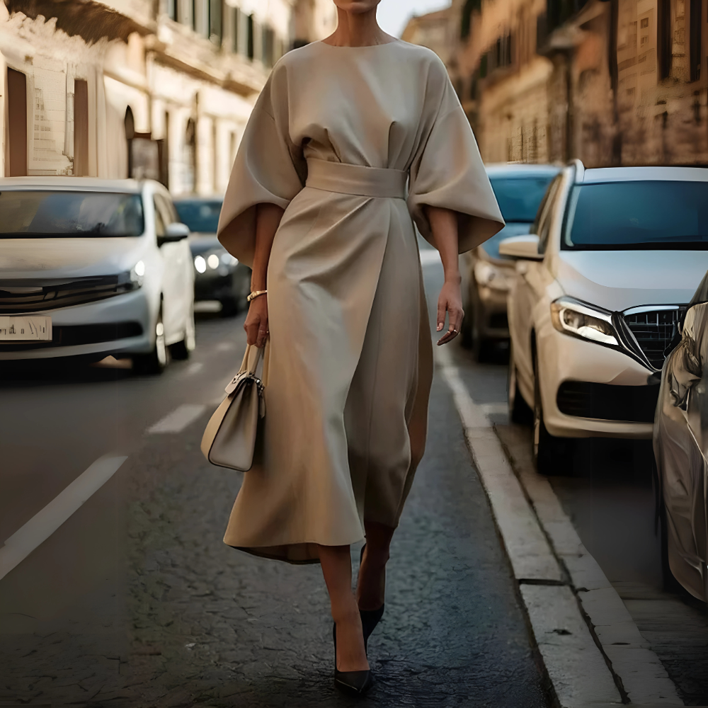 Bogna – Elegancka sukienka midi z efektownymi rękawami