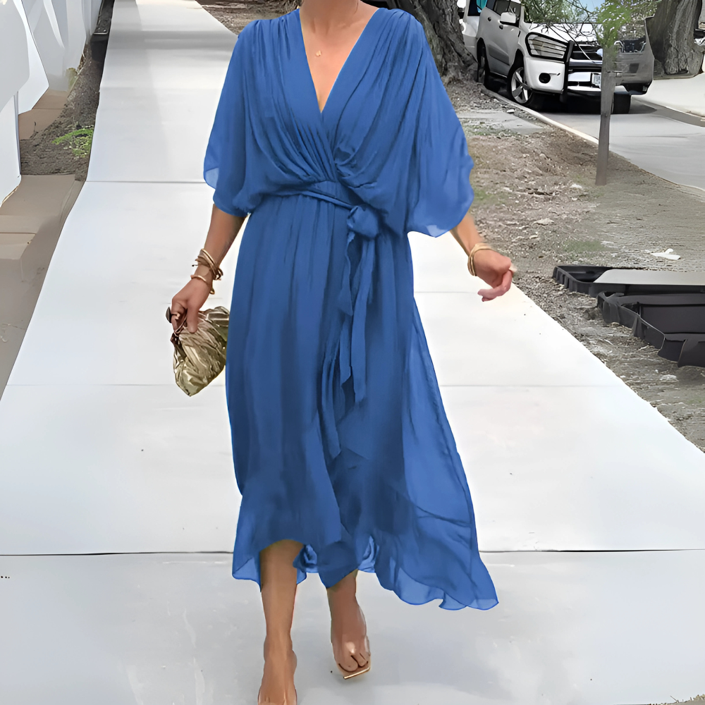 Mariola – Zwiewna midi sukienka kopertowa