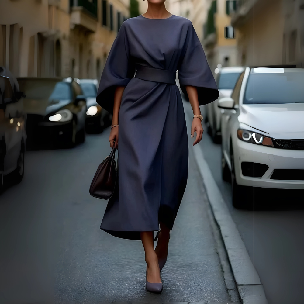 Bogna – Elegancka sukienka midi z efektownymi rękawami